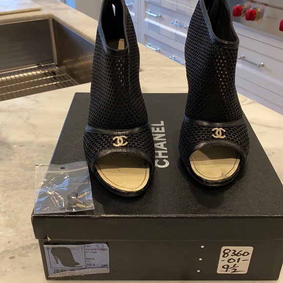 CHANEL Shoes - Chanel mesh open toe booties size 39.5